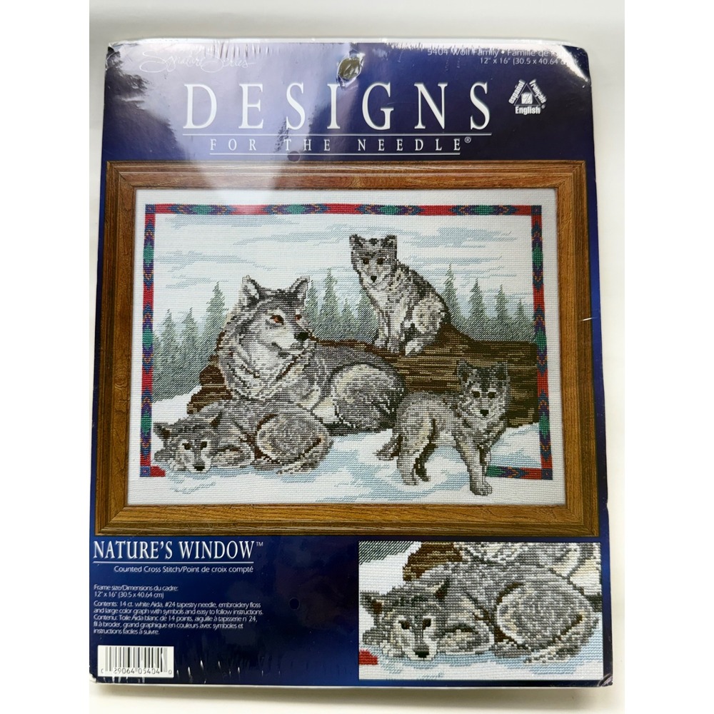 Vintage Nature's Window Wolf Family Needlepoint Cross Stitch Kit 5404